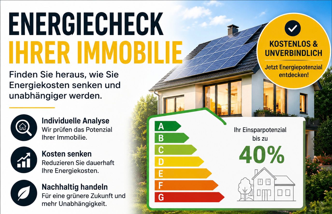 Machen Sie Ihren unverbindlichen Energiecheck für Ihre Immobilie